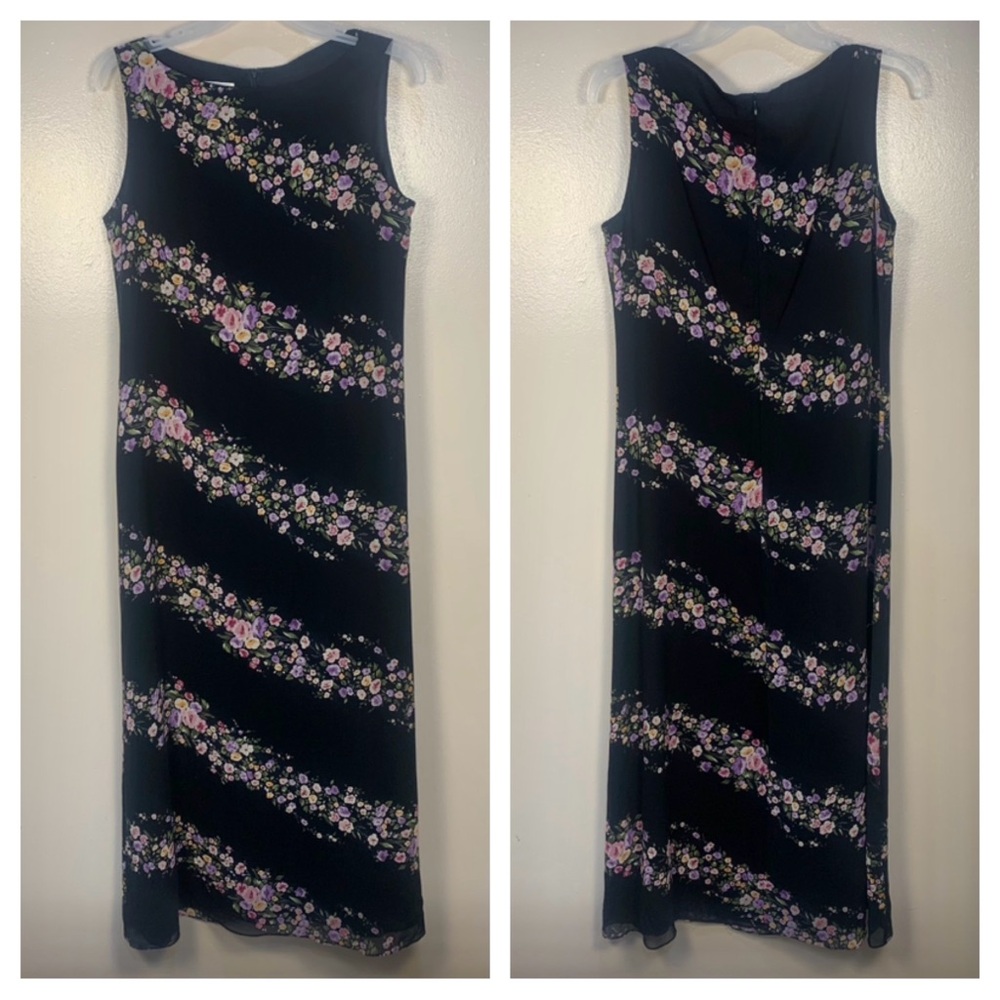VTG Jones New York Sport 100% Silk Floral Sleeveless Maxi Dress - Picture 1 of 11
